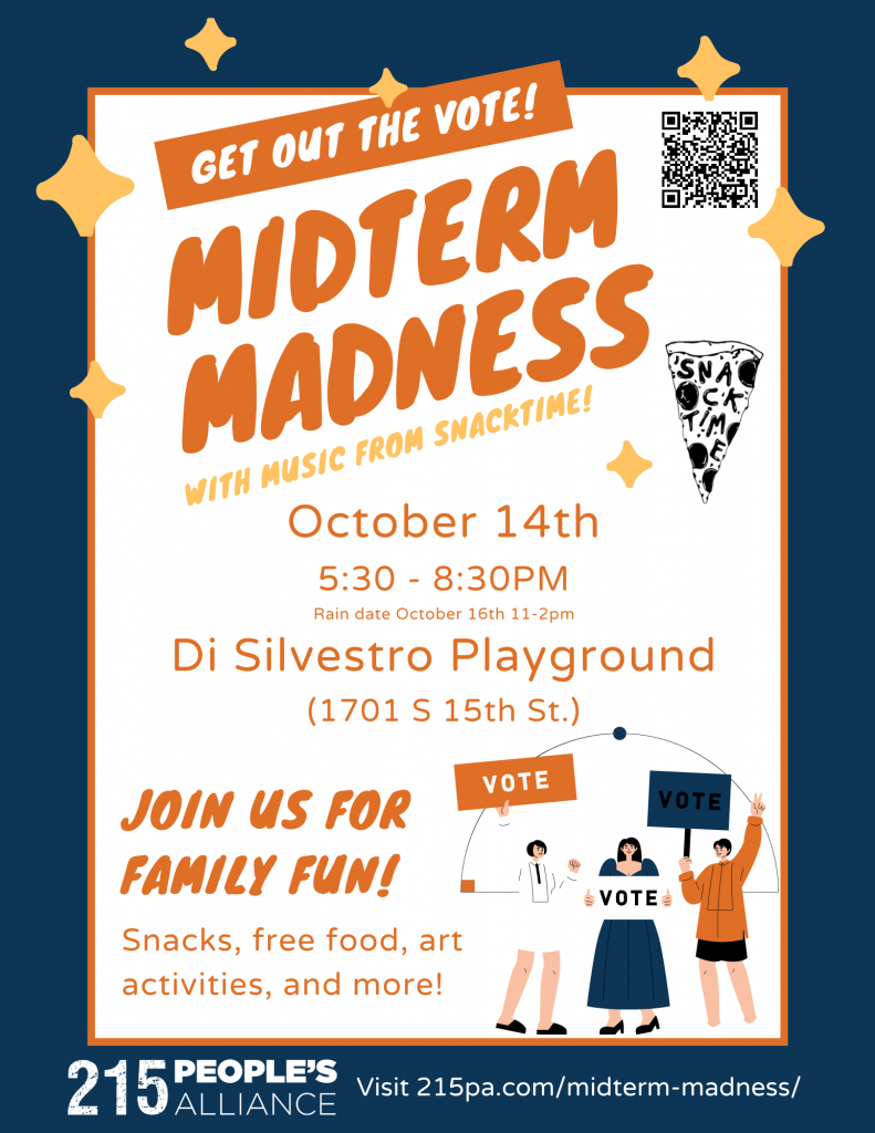 Mideterm Madness Flyer with pictures of people excited to get out the vote!